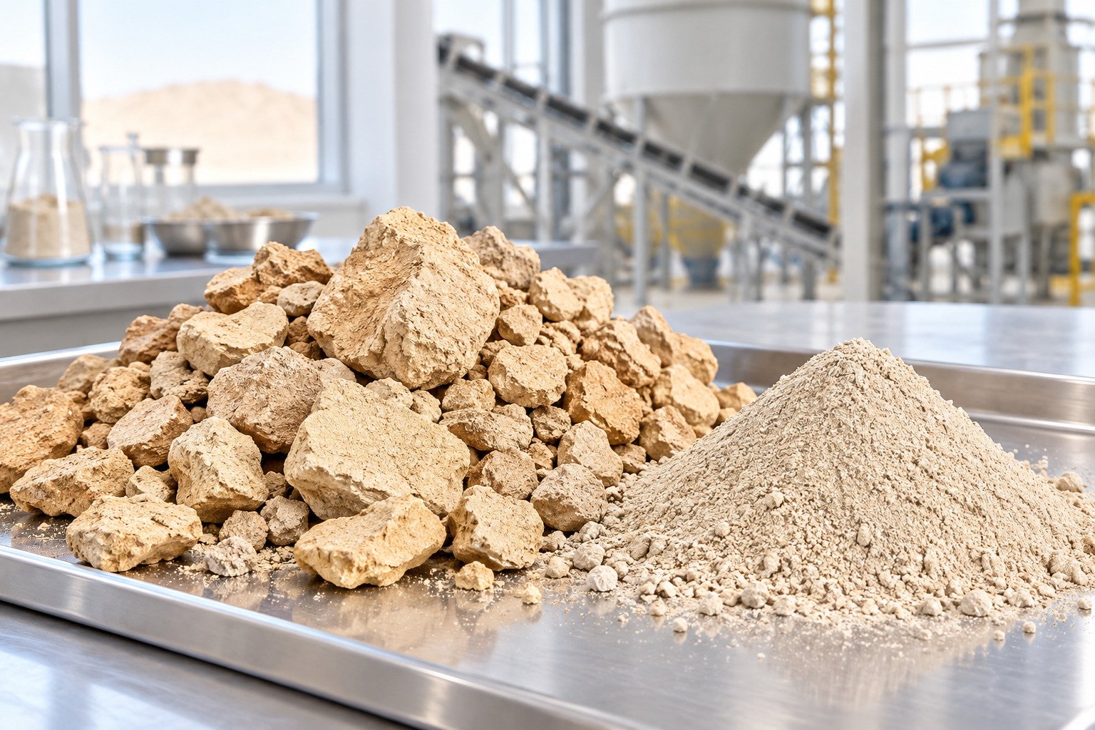 Bentonite clay lumps and powder