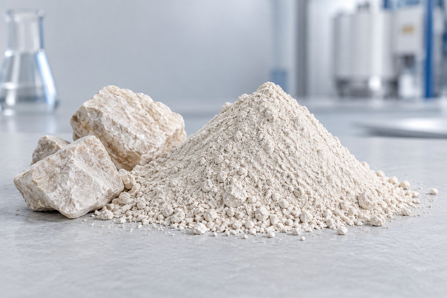 Dolomite calcium magnesium carbonate mineral powder and rocks